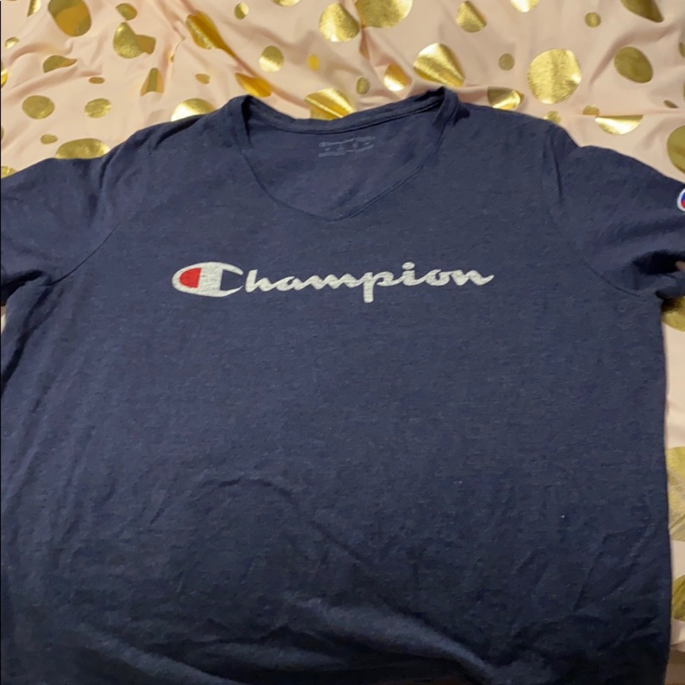 navy blue champion shirt